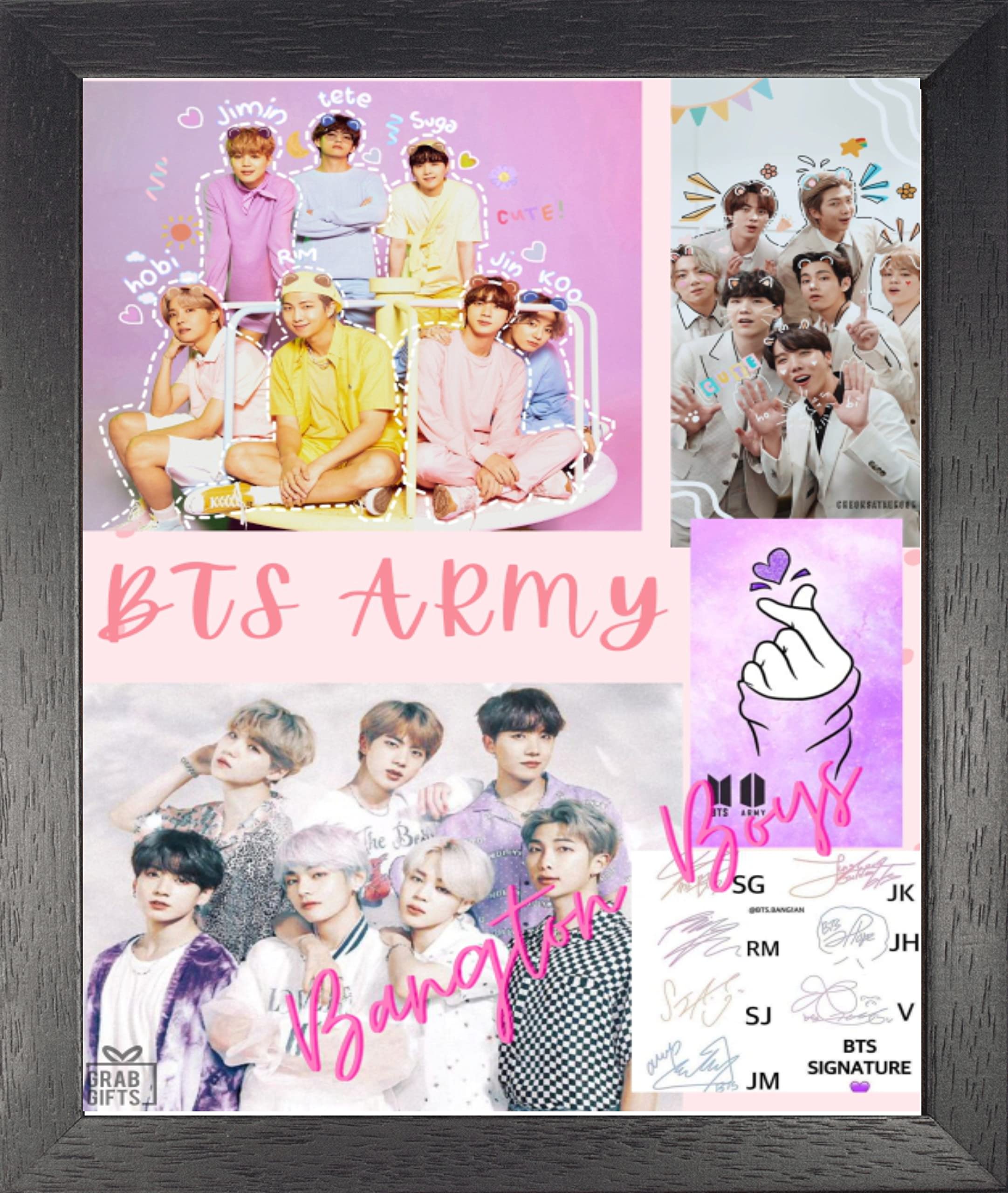 Grab Gifts BTS multicolour posters with frame for girls and boys